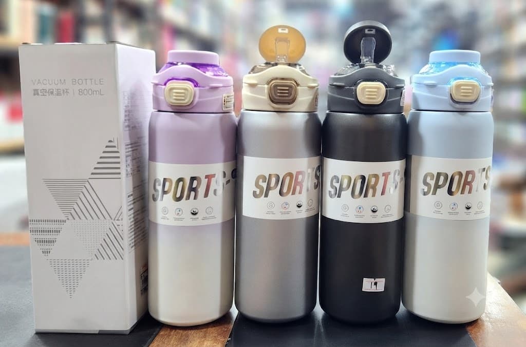 800ml Stainless Steel Sports Vacuum Water Bottle – Double Wall Insulated Leak-Proof Thermal Flask for Hot & Cold Drinks