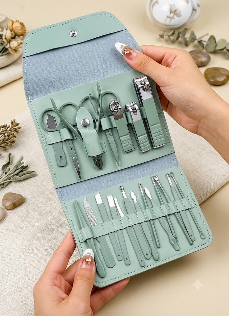18-in-1 Professional Manicure & Pedicure Kit | Stainless Steel Nail Care Set with Premium Travel Case | Nail Clipper, Cuticle Trimmer, Tweezers & Grooming Tools